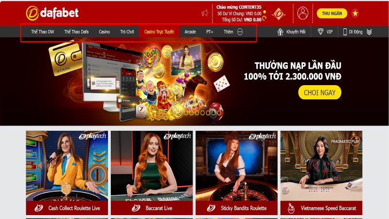 DAFABET Đa dạng sản phẩm cá cược